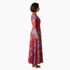 Women's Wedding Guest Floral Maxi Dress with V-Neckline