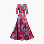 Women's Wedding Guest Floral Maxi Dress with V-Neckline
