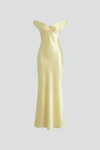 Women's Wedding Guest Formal Maxi Dress with Off-Shoulder Neckline