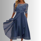 Women's Wedding Guest Formal Midi Dress with Pockets