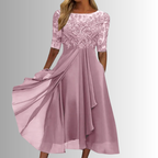 Women's Wedding Guest Formal Midi Dress with Pockets