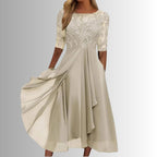 Women's Wedding Guest Formal Midi Dress with Pockets