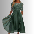 Women's Wedding Guest Formal Midi Dress with Pockets