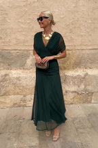 Women's Wedding Guest Maxi Dress with Off-Shoulder Neckline