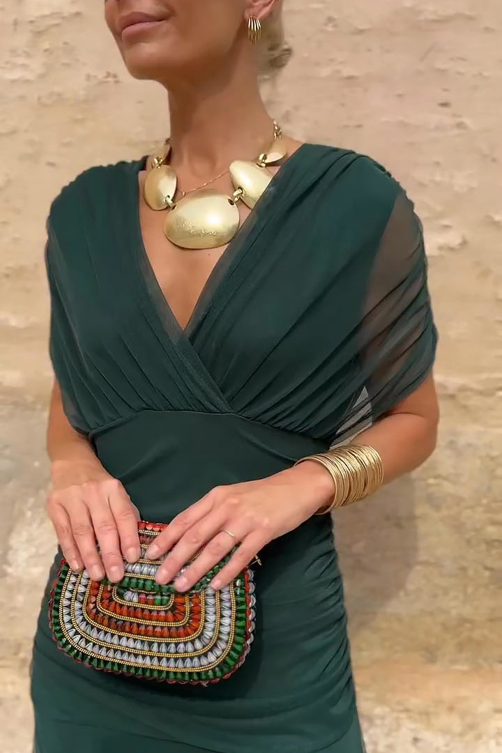 Women's Wedding Guest Maxi Dress with Off-Shoulder Neckline