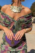 Women's Wedding Guest Maxi Dress with Off-Shoulder Neckline