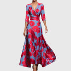 Women's Wedding Guest Maxi Dress with V-Neck and Pockets
