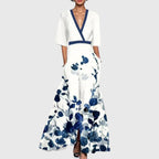 Women's Wedding Guest Maxi Dress with V-Neck and Pockets