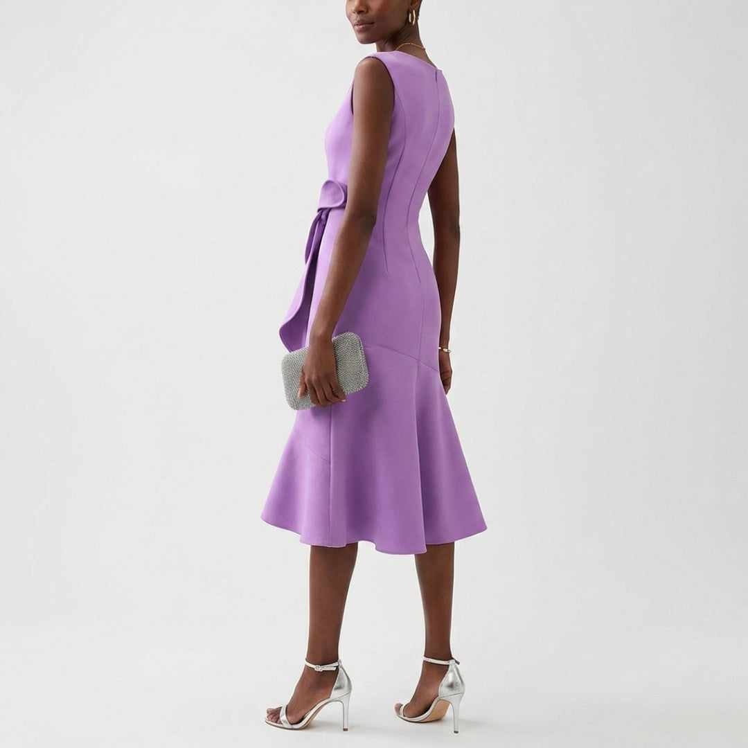 Women's Wedding Guest Midi Dress with Ruffle Hem