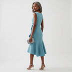 Women's Wedding Guest Midi Dress with Ruffle Hem