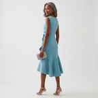 Women's Wedding Guest Midi Dress with Ruffle Hem