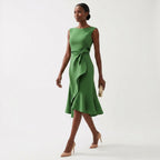 Women's Wedding Guest Midi Dress with Ruffle Hem