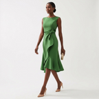 Women's Wedding Guest Midi Dress with Ruffle Hem