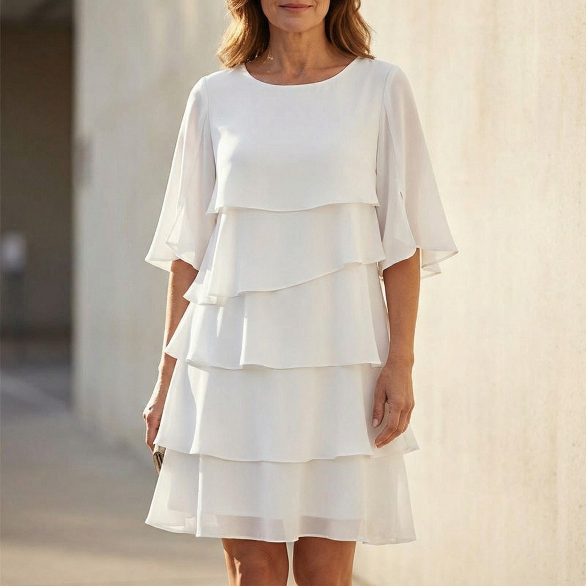 Women's Wedding Guest Party Dress with Layered Skirt