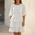 Women's Wedding Guest Party Dress with Layered Skirt