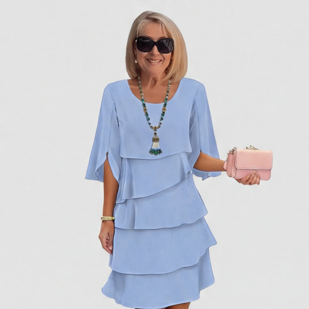 Women's Wedding Guest Party Dress with Layered Skirt