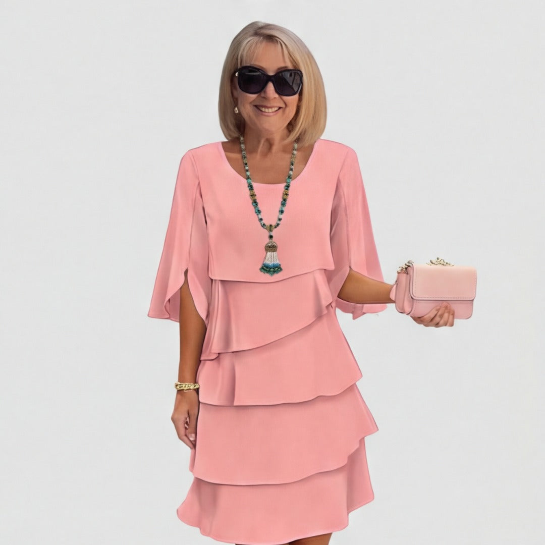 Women's Wedding Guest Party Dress with Layered Skirt