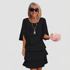 Women's Wedding Guest Party Dress with Layered Skirt