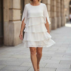 Women's Wedding Guest Party Dress with Layered Skirt