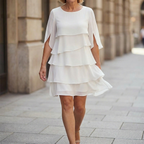 Women's Wedding Guest Party Dress with Layered Skirt