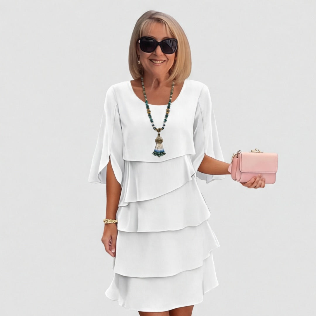 Women's Wedding Guest Party Dress with Layered Skirt