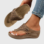 Women's Wedge Slip On Sandals with Cut-Out Upper
