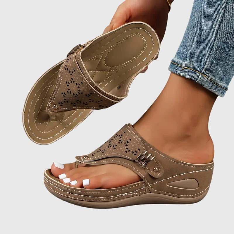 Women's Wedge Slip On Sandals with Cut-Out Upper