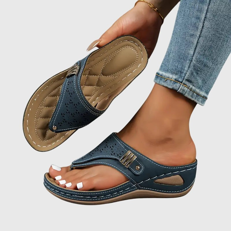 Women's Wedge Slip On Sandals with Cut-Out Upper