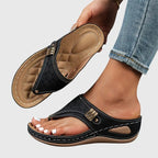 Women's Wedge Slip On Sandals with Cut-Out Upper