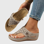 Women's Wedge Slip On Sandals with Cut-Out Upper