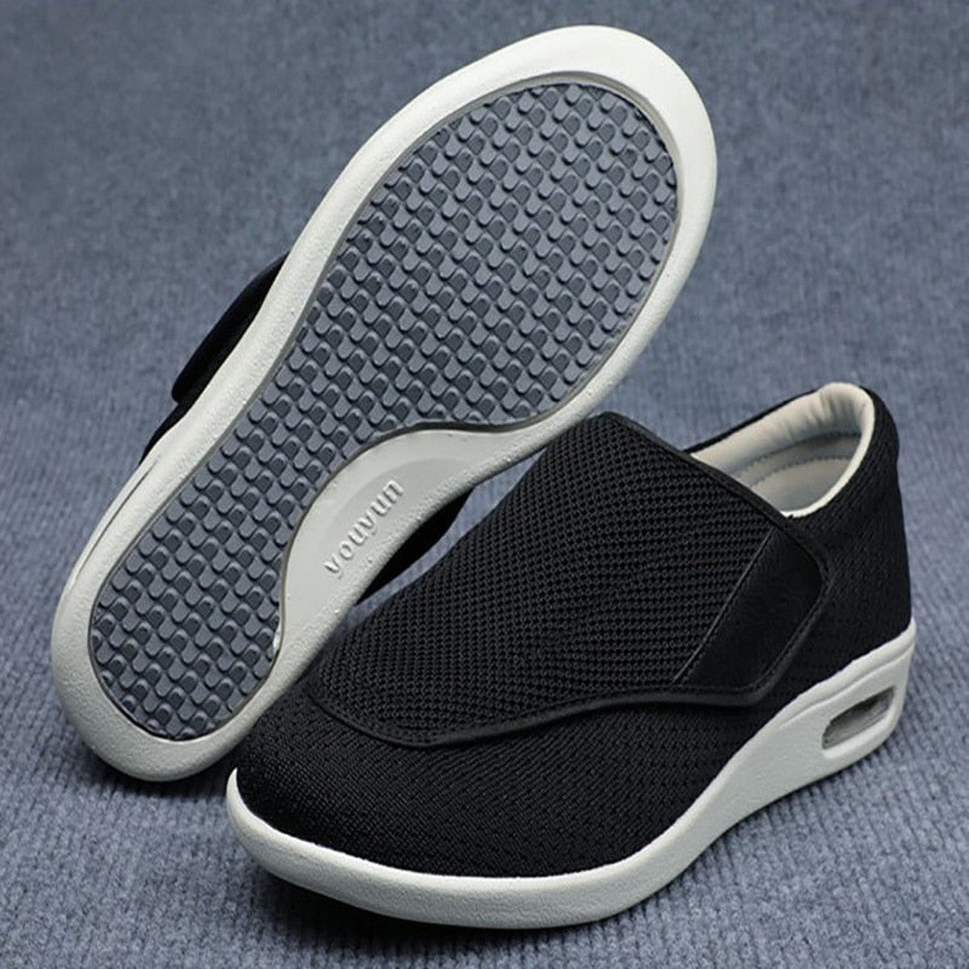 Women's Wide Fit Slip On Shoes with Velcro Strap
