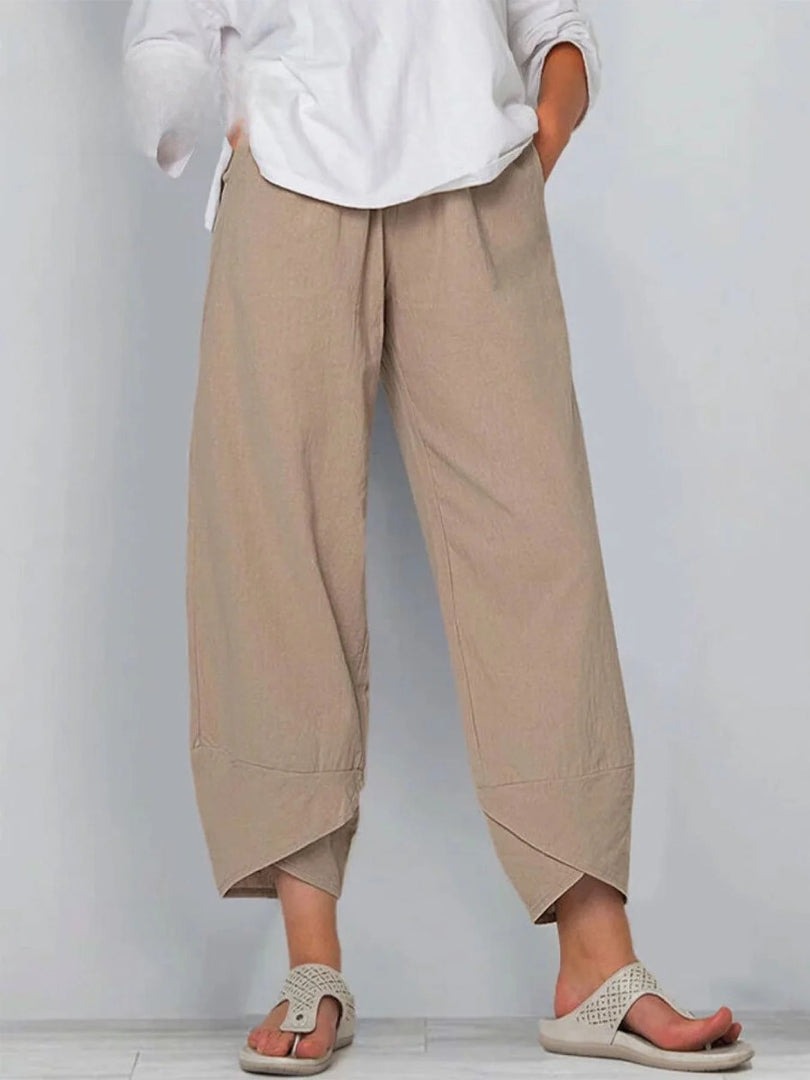 Women's Wide Leg Baggy Pants with Asymmetric Hem