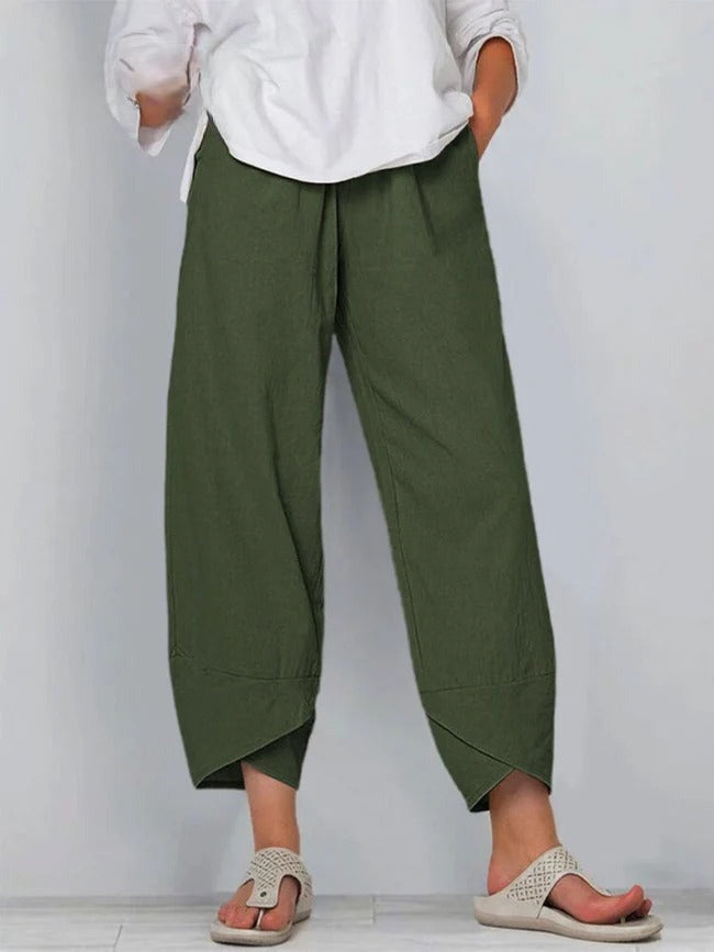 Women's Wide Leg Baggy Pants with Asymmetric Hem