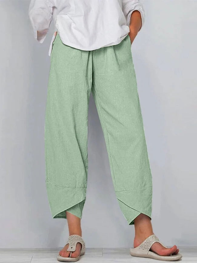 Women's Wide Leg Baggy Pants with Asymmetric Hem