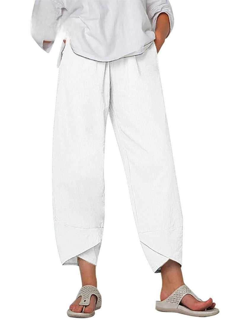 Women's Wide Leg Baggy Pants with Asymmetric Hem