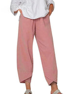 Women's Wide Leg Baggy Pants with Asymmetric Hem