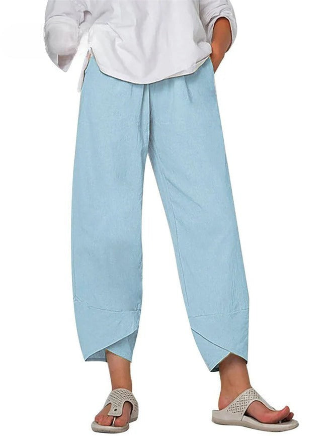 Women's Wide Leg Baggy Pants with Asymmetric Hem