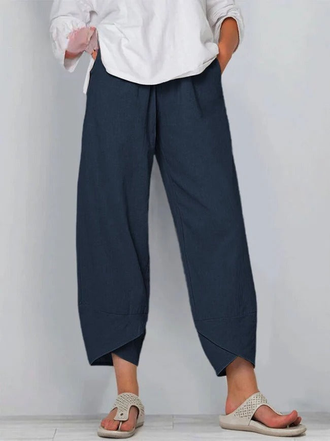 Women's Wide Leg Baggy Pants with Asymmetric Hem